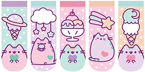 Pusheen The Cat Ankle Socks - Pusheen Ice Cream Polka Dot Designs - 5 Pairs