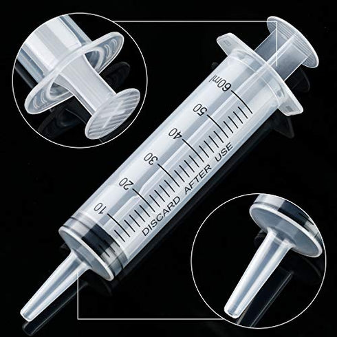 Boao 10 Pack Plastic Syringe Liquid Measuring Syringes Without Needle for Epoxy Resin, Craft, Scientific Labs, Feeding Pets Animals, Oil or Glue Applicator (60 ML)