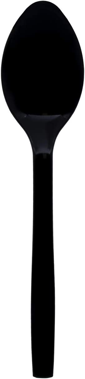Party Essentials Hard Plastic 9" Serving Spoons, Black, 12 Count