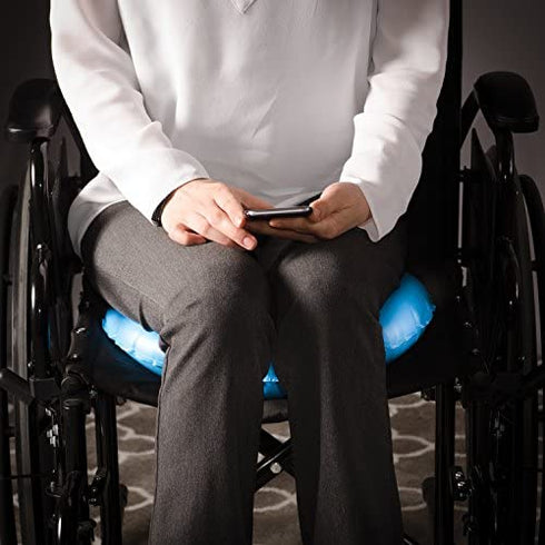 DMI Inflatable Ring Donut Seat Cushion Pillow FOR Hemorrhoid, Pregnancy, and Tailbone Pain, 16 Inches, Blue