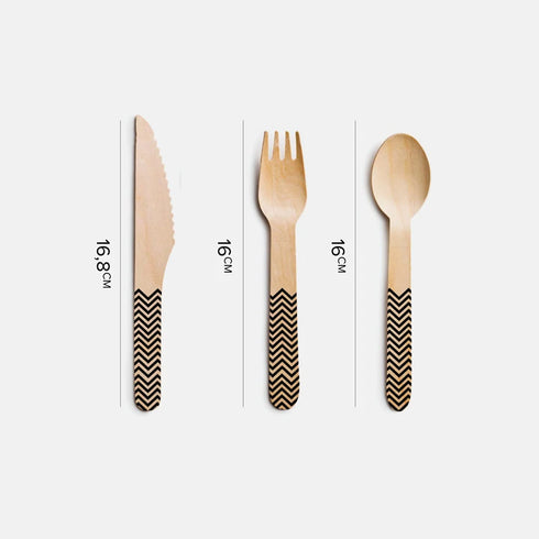 Breezy Green Disposable Wooden Cutlery- 150 Set, Eco-Friendly and Biodegradable Utensils, Dinner Flatware, Weddings, Party, 50 Spoons, Knives, Forks