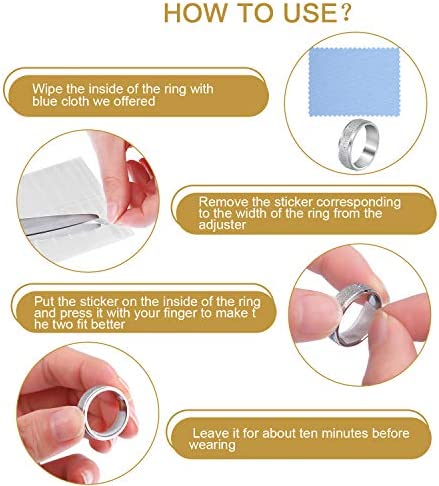 Blulu Ring Size Adjuster Loose Rings Adjuster Invisible Ring Sizer with Clean Cloth for Wide Ring Fixing, 5 Sheets (85 Pieces Totally)