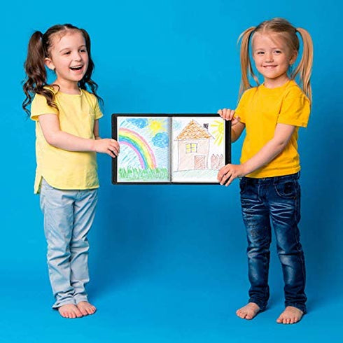 Dunwell 8x10 Photo Album Book - (Black), Art Portfolio Binder for 8 x 10 Pictures, 24 Pocket Display 48 Pages, 10x8 Sheet Protector Folder for Kids Artwork, Autograph, and Prints