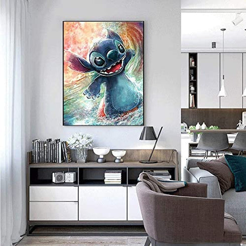 Kimily DIY Paint by Numbers for Adults Kids Disney Lilo and Stitch Paint by Numbers DIY Painting Disney Acrylic Paint by Numbers Painting Kit Home Wall Living Room Bedroom Decoration Lilo Stitch Surf