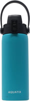 New Aquatix (Turquoise, 21 Ounce) Pure Stainless Steel Double Wall Vacuum Insulated Sports Water Bottle Convenient Flip Top Cap with Removable Strap Handle - Keeps Drinks Cold 24 hr/Hot 6 hr