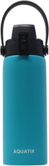 New Aquatix (Turquoise, 21 Ounce) Pure Stainless Steel Double Wall Vacuum Insulated Sports Water Bottle Convenient Flip Top Cap with Removable Strap Handle - Keeps Drinks Cold 24 hr/Hot 6 hr