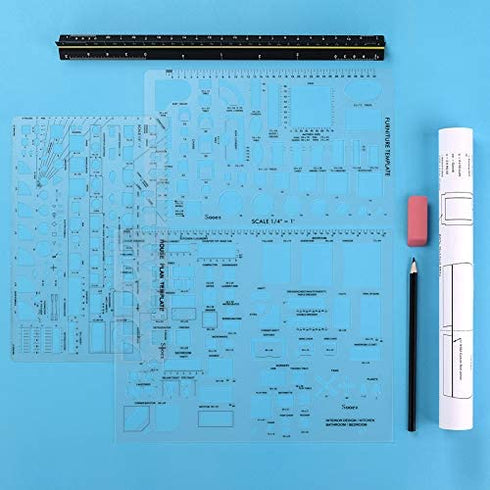Sooez Architectural Templates, House Plan Template, Interior Design Template, Furniture Template, Drawing Template Kit, Drafting Tools and Supplies, Template Architecture Kit, 1/4 Scale