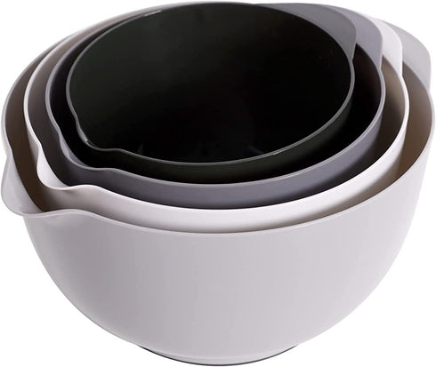 BoxedHome Classic Mixing Bowl Set, BPA Free Plastic, Microwave and Dishwasher Safe (Set of 4, Grey)