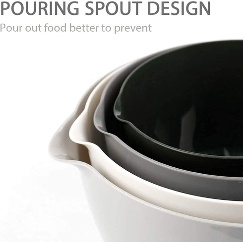 BoxedHome Classic Mixing Bowl Set, BPA Free Plastic, Microwave and Dishwasher Safe (Set of 4, Grey)