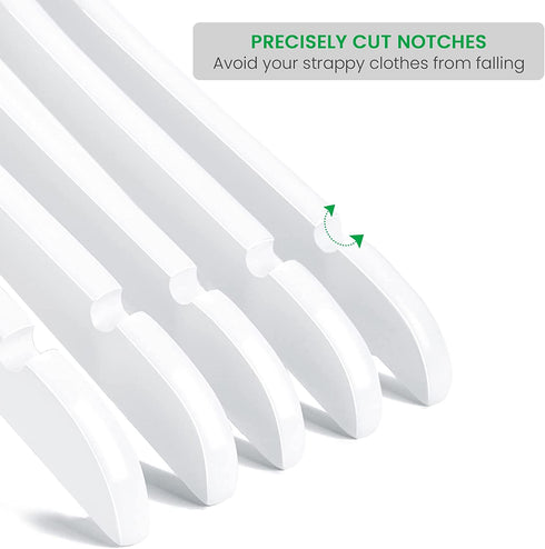 Nature Smile Solid Gugertree Wood Shirt and Dress Hangers with Notches with Antirust Chrome Hook Pack of 10 (White)