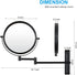 Wall-Mounted Makeup Mirror Black 10 Times Magnification Makeup Mirror can Move up and Down 8 inch Bathroom Double-Sided Makeup Mirror 360 Degree Rotating Telescopic Folding Without Dead Ends