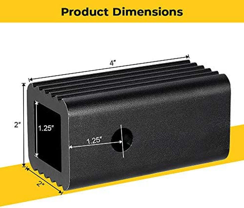BougeRV 2 inches to 1-1/4 inches Trailer Hitch Adapter 2 inches to 1.25 inches Hitch Adapter Insert Sleeve Receiver Converter for Bike Rack and Cargo Carriers