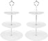 Tebery 2 Pack Ceramic Cake Stand Dessert Display Tower Stand - 6, 8, 10 Inches, 3-Tier Serving Tray Platter Party Food Server Display Holder with Silver Carry Holder