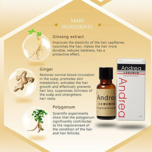 Andrea Hair Growth Essence Hair Loss Scalp Treatments Ginger Genseng Raise Dense Hair Stop Hair Loss Liquid For Damaged Hair Enhance Your Overall Hair Condition 20ml