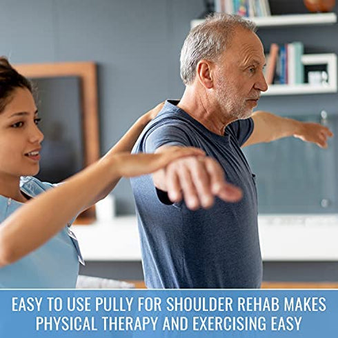 DMI Shoulder Pulley Over the Door for Physical & Shoulder Rehab, Occupational Therapy Aid with Easy Grip Handles, White