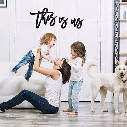 Zonon 3 Pieces This Is Us Sign, Wooden This Is Us Wall Decor, Rustic Wood Cutout Farmhouse Decor for Bedroom, Living Room, Wall, Home Decor (Black)