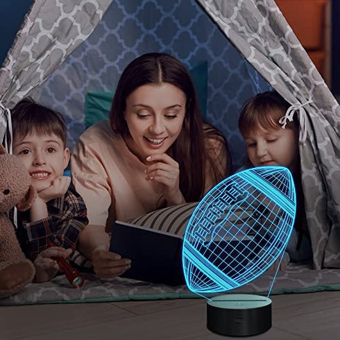 Lampeez Football Gifts Night Light, Kids 3D American Football Night Light Optical Illusion Rugby Lamp with 16 Colors Changing Remote Birthday Xmas Valentine's Day Gift Idea for Sport Fan Boys Girls