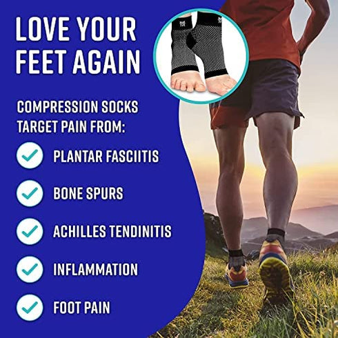Bitly Plantar Fasciitis for Women & Men Socks Foot & Ankle Compression Sleeve, Black, XL
