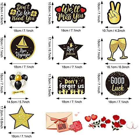 30 Pieces Farewell Party Decorations, Glitter We Will Miss You Sign Going Away Party Foil Ceiling Decor for Retirement Party Bye Office Work Party (Gold)