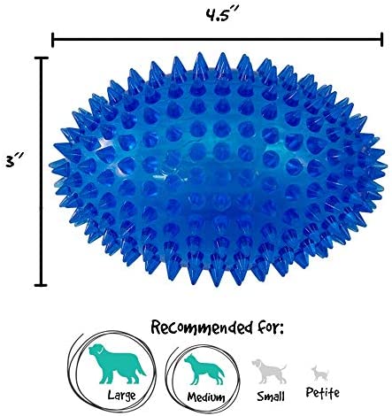 Gnawsome™ 4.5” Spiky Squeaker Football Dog Toy - Large, Cleans Teeth and Promotes Good Dental and Gum Health for Your Pet, Colors Will Vary