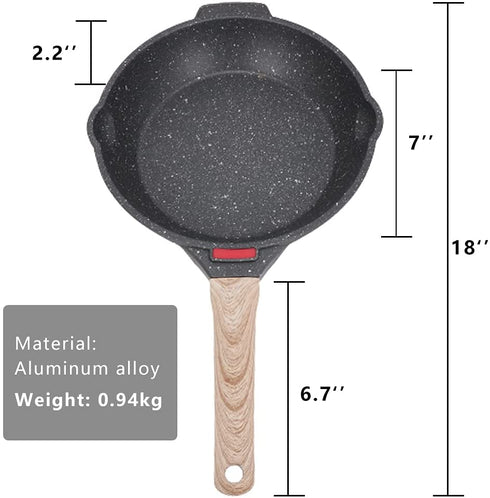 Nonstick Stone Pan, 9.5 inch Omelet Pan Medical Stone Frying Pan Egg Skillet With Heat Resistant Handle Induction Pan, PFOA Free
