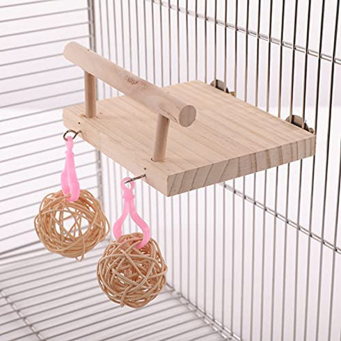 Bird Perches Cage Toys, Bird Wooden Play Gyms Stands with Acrylic Wood Swing, Rattan Ball, Ferris Wheel, Bird Perch Chewing Toys for Green Cheeks, Baby Lovebird, Chinchilla, Hamster