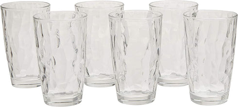 Bormioli Rocco Diamond Cooler Glasses, Clear, 16 oz, Set of 6