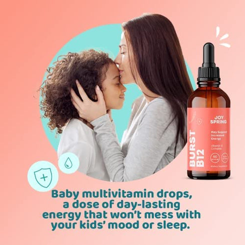 Burst Liquid B12 for Kids Complex Supplement - Herbal Liquid Vitamin B12 Drops - Fill In Dietary Gaps - Balanced B Complex for Kids Formula with B2, B6, B12, and B5 - Help Boost Immune Function