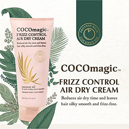 CocoMagic Frizz Control Air Dry Cream | Anti-Frizz Styling Cream | Helps to Calm and Smooth Frizz-Prone Hair | Paraben Free, Cruelty Free, Made in USA (6 oz)