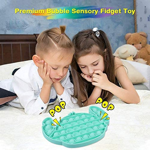 EVERMARKET Push Pop Bubbles Fidget Sensory Toy,Bubble Popper Stress Reliever Silicone Squeeze Toy Anti-Anxiety Tools,a Great Way to Relax and Keep Busy for Kids and Adults(Stitch,Blue)