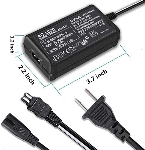 AC-L200 AC Power Adapter Charger for Sony Handycam DCR-SX40, DCR-SX41,DCR-SX44,DCR- SX45,DCR-SX60,DCR-SX63,DCR-SX65,SX83,SX85,DCR-SR42,DCR-SR45,DCR-SR46,DCR-SR47,DCR-SR68