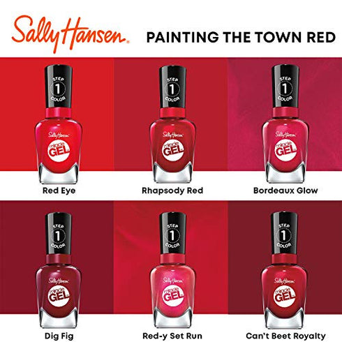 Sally Hansen Miracle Gel Nail Polish, Shade Red-y, Set, Run! #446