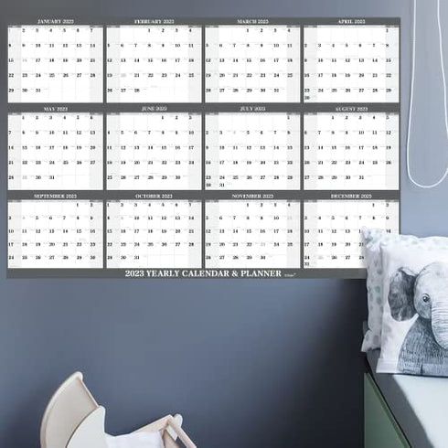 2023 Yearly Wall Calendar - Large Wall Calendar 2023, Jan 2023 - Dec 2023, Yearly Wall Calendar 12 Months, 34.8" x 22.8", Thick Paper, Horizontal, Lay- Flat, Double-Sided Stickers