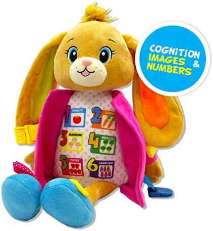June Garden 16" Dressy Friends Bunnie - Educational Stuffed Plush Doll for Kids and Toddlers 2 Years and Up - Montessori Soft Toy Doll