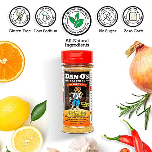 Dan-O's Spicy Seasoning | All Natural | Sugar Free | Keto | All Purpose Seasonings | Vegetable Seasoning | Meat Seasoning | Low Sodium Seasoning | Cooking Spices |1 Pack (3.5 Ounce)