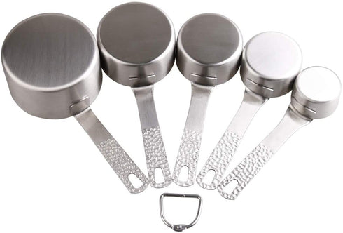 Smithcraft Lucky Plus 5pcs Stainless Steel Measuring Cups Set 18/8 (304) Steel Material Heavy Duty Measurer cups Color Silver (Siliver-5cups+1ring)