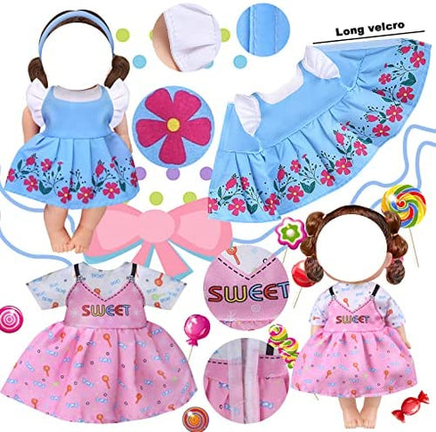 Alive Doll Clothes and Accessories - Baby Doll Dresses Fit for 12 13 14 14.5 Inch Bitty Girl Dolls, 12 Sets Doll Outfits Include Doll Dresses, Pajamas, One-Piece Suit, Swimsuit for Girls Gifts