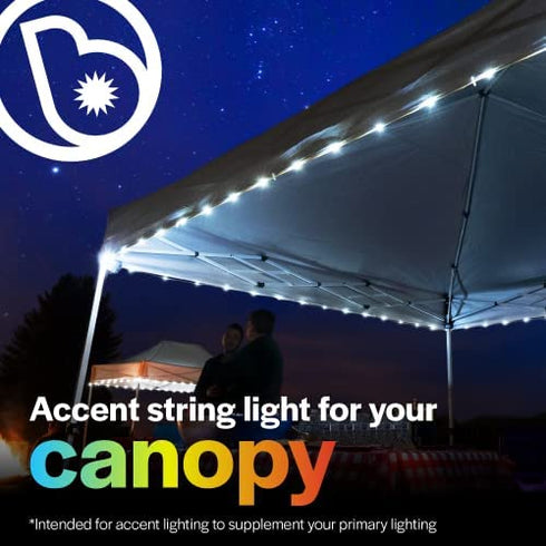 CanopyBrightz LED Canopy Lights, White - Outdoor Canopy Tent Lights for 10'x10' Tents - Instant Pop Up Canopy Lights - Tailgate Tent Light - 40-Foot LED Light for Camping Tailgating Trade Shows & More