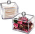 Modern Square Qtip Holder Acrylic Bathroom Vanity Countertop Storage Organizer Canister Jar for Cotton Swabs, Rounds, Balls, Makeup Sponges, Bath Salts - 2 Pack - Clear