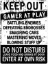 Funny Gamer Decor, 'Keep Out Gamers Only' 12" x 8" Tin Signs, Gaming Do Not Disturb Signs, Funny Video Game Signs for Boys Room, Gamer Room Sign, Keep Out Gamers At Play Home and Kitchen Signs,
