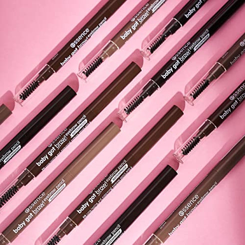 essence | Baby Got Brow! Eyebrow Pencil | Long Lasting & Waterproof with Spoolie | Vegan, Cruelty Free, Formulated without Parabens, Preservatives, Oil & Alcohol (20 | Brunette)