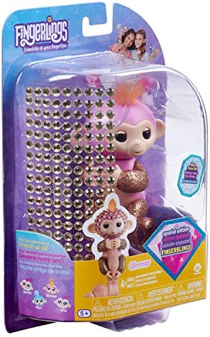 WowWee Fingerlings Monkeys - Fingerblings - Glimmer (Pink/Rose Gold) - Friendly Interactive Toy