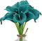 Mini 15" Artificial Calla Lily 10 Stem Bridal Bouquets Artificial Latex Real Touch Flowers for Home Party Decor (Teal Blue)