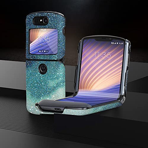 Case for Motorola RAZR 5G Flip Phone Glitter Diamond Designed Bling Luxury Light Slim Shockproof Protective Phone Case Sparkle Fashion Cover for Girly Girls Women (Green)