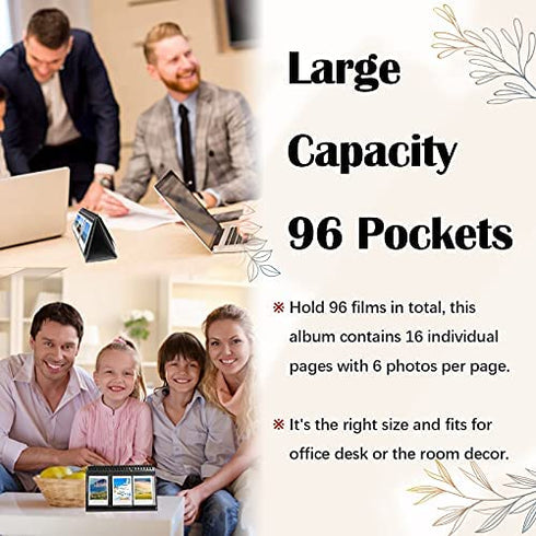 Instax Mini Photo Album 96 Pockets Desk Calendar Album for Fujifilm Instax Mini 11 90 70 50S 26 25 9 8+ 7S Instant Camera, Polaroid Photo Albums for Polaroid zink 2x3 " Film & Kpop Photo Card (Black)