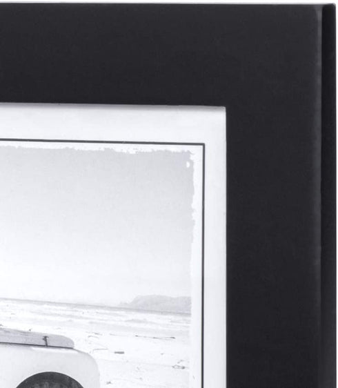 Malden Double Horizontal 4x6 Picture Frame - Wide Real Wood Molding, Real Glass - Black