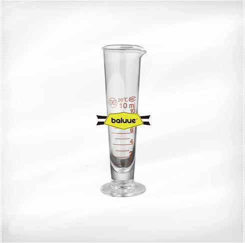Baluue 10mL Lab Graduated Measuring Cup With Spout Wide Mouth Glass Conical Beaker Liquid Dispenser Measuring Cylinder Experiment Tool For School Science