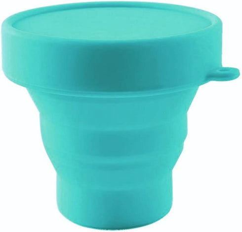 Collapsible Silicone Cup Foldable Sterilizing Cup for Menstrual Cups and Storing Your Diva Cup - Foldable for Travel from LUCKY CLOVER (Sky Blue)