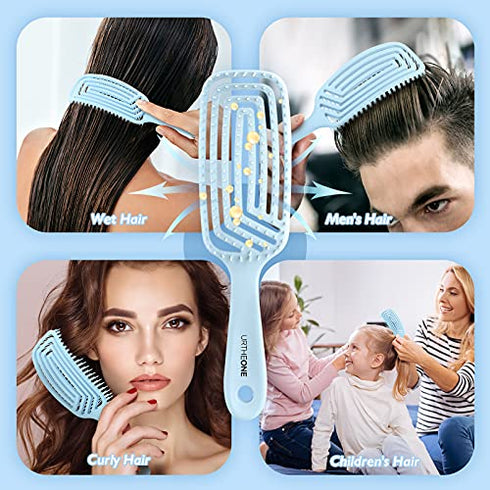 Hair Brush,Detangling Hair Brushes, Detangler Curved Vented HairBrush for Women Men Black Natural Curly Wet Dry Thick Straight Long Hair, Afro American Type 3a-4c, Comfortable Grip ,Easy to Clean