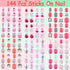 144 Pcs Fake Press on Nails for Kids, Thrilez Kids False Nails Children Artificial Fake Nail Tips Pre Glue Full Cover Short Nails for Girls Kids Teens Nail Art Decoration (Pink Series)